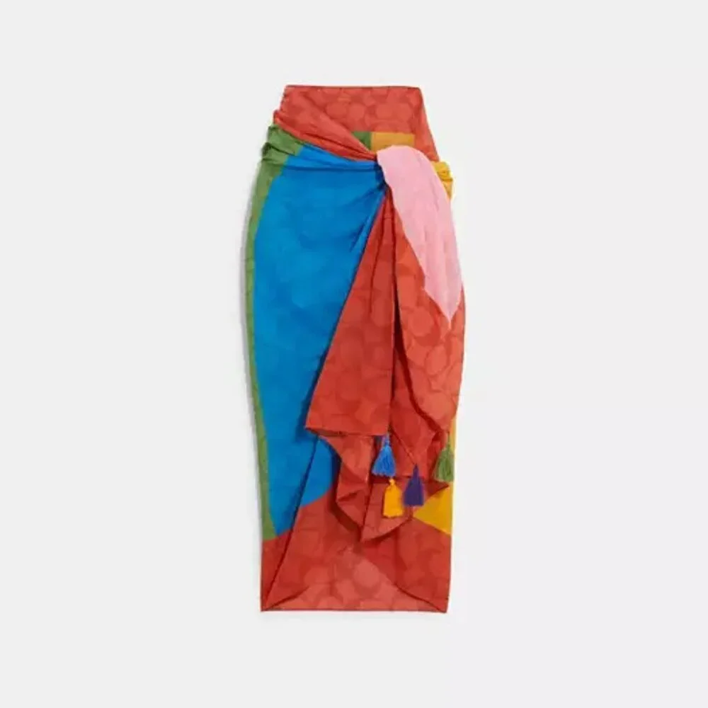 Authentic NWT Color block Signature Sarong Coach Scarf ((RARE))
